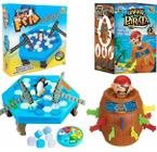 Kit 2 Jogos Barril do Pirata + Derruba Pinguim Infantil