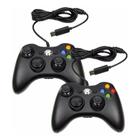  Kit 2 Joystick Manete Para Console Xbox 360 Pc Slim Notebook Controle Com Fio Cabo 2 metros Usb Plug and Play