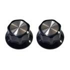 Kit 2 Knob Estilo Moog Preto Aluminio Escovado Ronsani