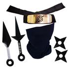 Kit 2 Kunais Shuriken Bandana Máscara Balaclava Cosplay Personagens Anime Presentes Otaku Fantasia