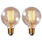 Kit 2 Lâmpada Filamento de Carbono Retrô G80 Galaxy Led 40w 127v Vintage 2400K Amarelo Âmbar Dimerizável Edison Garantia 1 ano