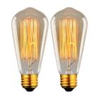 Kit 2 Lâmpada Filamento de Carbono ST64 Vintage Retrô Âmbar E27 2400K Dimerizavel Decorativa Galaxy Led 40W127vOu220v