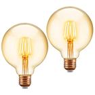 Kit 2 Lampada Retro Vintage Boho Filamento Led G95 4W E27 Bivolt 2200K Amarelo Ambar Decorativa Classica