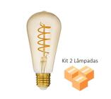 Kit 2 Lâmpadas de Filamento LED ST64 Spiral 4W Bivolt - Opus