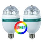 Kit 2 Lâmpadas De LED RGB Giratória Potente Efeito Bola Maluca Para Festas Balada Bivolt DY81288 - PDE