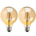 Kit 2 Lâmpadas Filamento de Led Retrô Vintage G80 4w Bivolt E27 Amarelo Âmbar