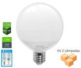 Kit 2 Lâmpadas LED G95 E27 2700K 12W Bivolt - Opus