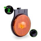 Kit 2 Lanternas Lateral Carreta LED Âmbar Laranja 65mm com Suporte Conector 12V 24V