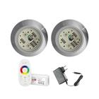 KIT 2 LED 9W RGB + CENTRAL E FONTE 12v P/ ILUMINAÇÃO PISCINA - BRUSTEC NP