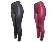 Kit 2 Legging Cirre Plus Size Cintura Alta Brilho Molhado Imita Couro Lycra - LegBrasil