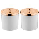 Kit 2 Lixeira 5 Litros Tampa Cesto De Lixo Rose Gold Para Banheiro Pia Cozinha - Future