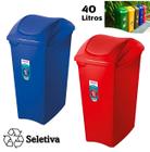 Kit 2 Lixeiras 40 Litros Seletivas Para Plástico Papel Cesto De Lixo Tampa Basculante - Sanremo