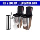 Kit 2 Lixeiras 9 Litros e Escovinha Sanitaria Inox - Arqplast