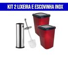 Kit 2 Lixeiras 9 Litros e Escovinha Sanitaria Inox - Arqplast