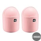 Kit 2 Lixeiras com Tampa p Escritorio Gourmet Rosa Bebe 4L