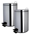 Kit 2 Lixeiras De 5 Litros Inox Importada 29x20 Cm - JHC Premium