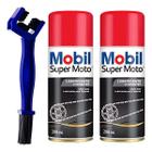 Kit 2 Lubrificante Mobil Chain Lube Escova Limpeza Corrente