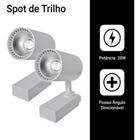 Kit 2 Luminária Branca Trilho Spot Led 20W 3500K Branco Quente