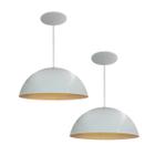 Kit 2 Luminária Pendente Meia Lua 34cm Com Interior Cobre Com Fiação 110/220v