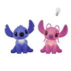 Kit 2 Luminárias Infantil Stitch e Angel com Lâmpada LED Personagem Disney Abajur Decoração Quarto