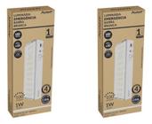 Kit 2 Luminárias Led Luz De Emergência Barra 1w 6000k Avant