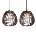 Kit 2 Luminárias Moderna De Madeira Para Decorar Cozinha