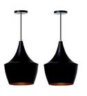 Kit 2 Lustre Pendente Interno Balão Preto/Cobre - Ideallume