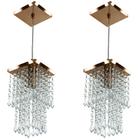 Kit 2 Lustres Pendente De Cristal Acrilico Spark Cobre