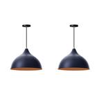 Kit 2 Lustres Pendentes Meia Lua 30cm C/ Chapéu Alumínio