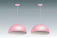 Kit 2 Lustres Pendentes Meia lua Orby 40cm Rosa C/ Branco RRJV - RRJV