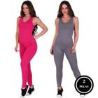 Kit 2 Macacao de Academia Fitness Calça CINZA E ROSA