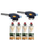 Kit 2 macarico gourmet grafite com controle de chama + 4 refil 227g campgás artesanato cozinha solda - Globalmix