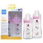 Kit 2 Mamadeiras Mam Easy Active 270ml (Bico 2 Fluxo Médio) e 330ml (Bico 3 Fluxo Rápido) - Mam