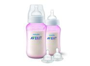 Kit 2 Mamadeiras Philips Avent Classic 330Ml Rosa + Bico N4