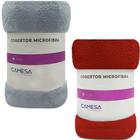 Kit 2 Manta Cobertor Queen Microfibra Soft Macia Fleece 220x240cm Camesa - Emcompre