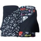 Kit 2 Manta Cueiro Bebês mantinha cobertor estampado malha música rock meninos meninas temático nerd Dupla Face Family Rock