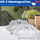 Kit 2 Mantegueiras Porta Manteiga de Vidro Transparente c/ Tampa Café da Manhã