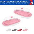 Kit 2 Manteigueira Porta Manteiga de Plástico Tampa Espátula - Plas Tutti