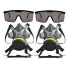 Kit 2 Máscara Respiratória Proteção e Óculos de Segurança Alça Ajustável EPI