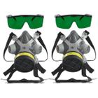 Kit 2 Máscara Respiratória Proteção e Óculos de Segurança Alça Ajustável EPI