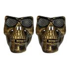 Kit 2 Máscaras Caveira Metalizada Fantasia Halloween