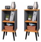 Kit 2 Mesa de Cabeceira Retrô com Prateleira Charme - Diversas cores