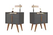 Kit 2 Mesas de Cabeceira Dani 1 Gaveta 1 Porta Pés Palito - Várias Cores - MJM Casa dos Moveis