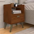 Kit 2 Mesas De Cabeceira évora Pé Palito Com Prateleira Freijó - M.a