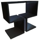 Kit 2 Mesas De Cabeceira Lateral S Preto Em Mdf 60X25X25