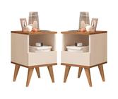 Kit 2 Mesas de Cabeceira Pés Palito 1 gaveta Mendonça Cores - JM Casa dos Moveis