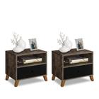 Kit 2 mesas de cabeceiras retro pe palito castani com preto