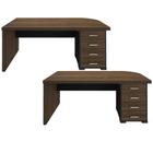 Kit 2 Mesas Escritório Home Office 4 Gavetas LD Atria Executiva 180cm A02 Castanho Preto - Lyam Decor