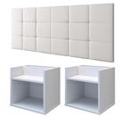 Kit 2 Mesas Suspensa Madri Nicho Aparador Lateral Cabeceira Bia 1,60 Painel Cama Box Queen Size Quarto - Branco