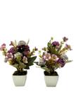 Kit 2 mini arranjos de flores artificiais decoração lembrancinha tons de rosa lilás e roxo